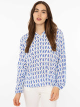 Zwillingsherz Bluse Lobsters Blau Langarm Viskose