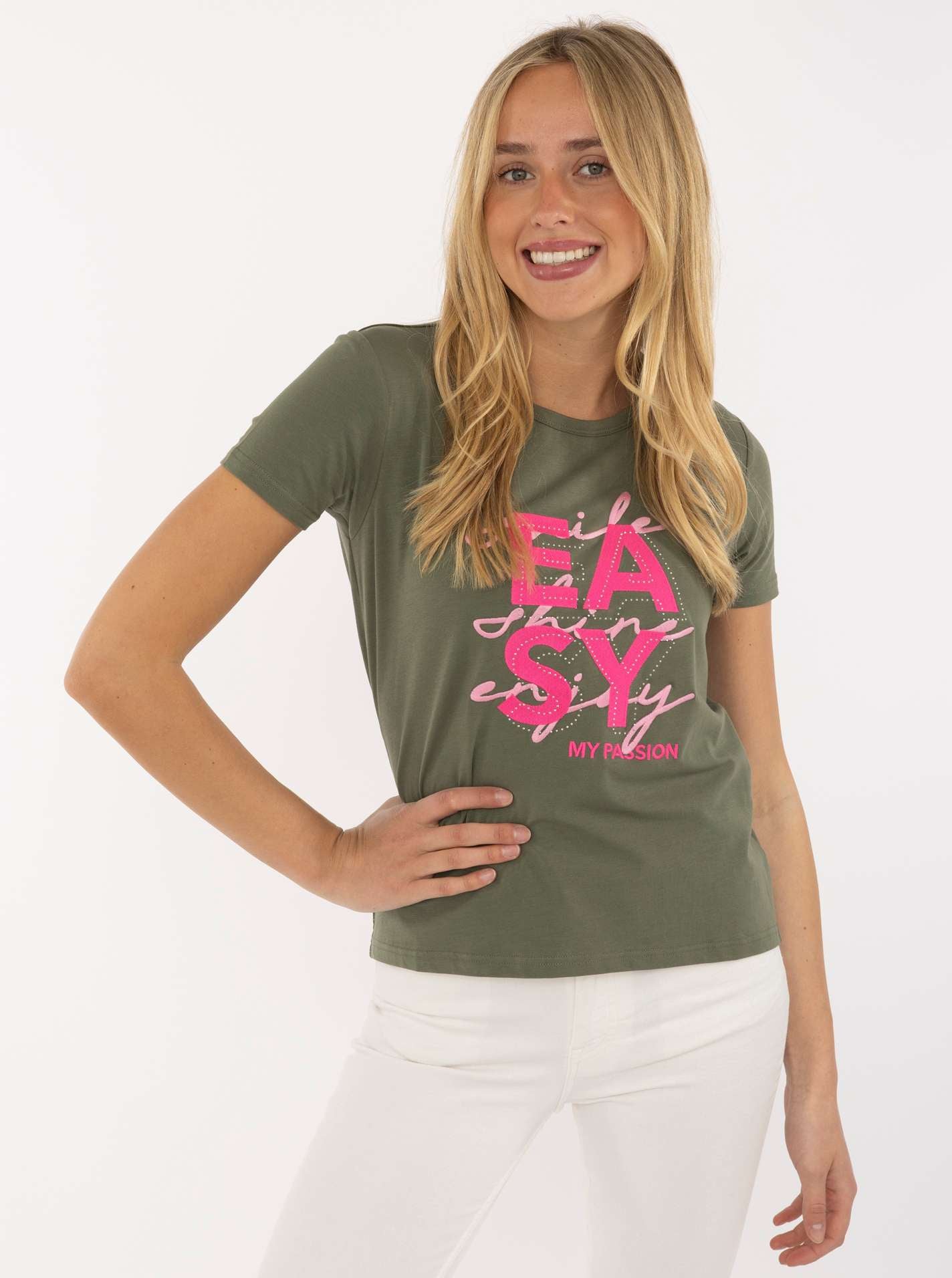 Zwillingsherz T-Shirt aus Baumwolle "Easy" Olive
