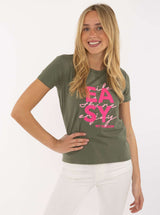 Zwillingsherz T-Shirt aus Baumwolle "Easy" Olive