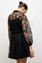 Choklate Paris Sonia Skaterkleid aus Spitze – Schwarz