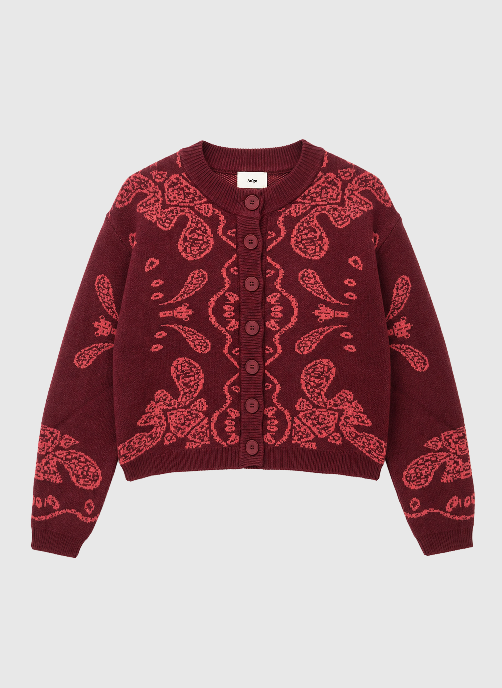 Ange Paris Nayana Granatrot Jacquard-Cardigan