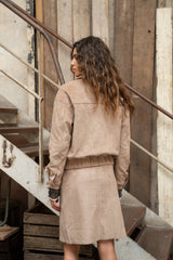 Bomberjacke aus Kunstwildleder V368: Camel / 2S/M 2M/L