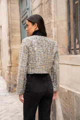 Choklate Paris kurze Tweedjacke Jenny mit Pailletten Schwarz-Weiß