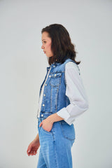 Ana & Lucy Jeansweste Damen "Lottie" Verwaschenes Jeansblau