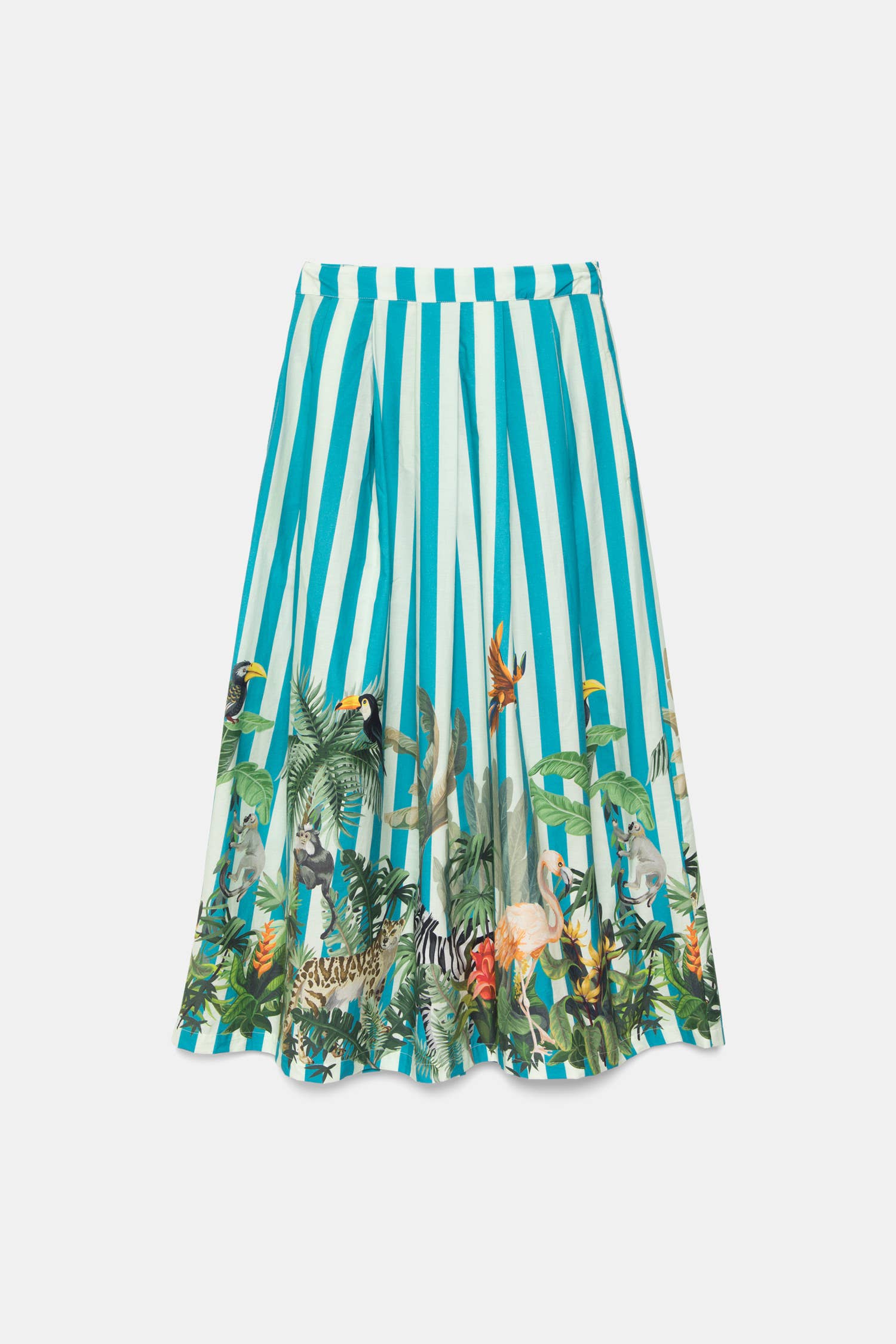 Lanidor Midirock Gestreift mit Tropicalprint Türkis