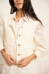Choklate Paris Ärmellose Tweed-Weste Ecru