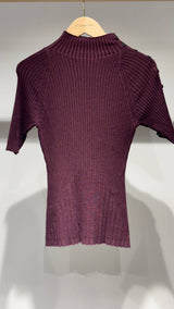 Choklate Paris Kurzarmpullover Lou mit Schulterknöpfen Pflaume