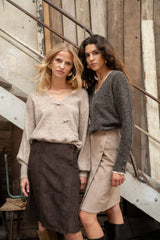 Pullover mit Wickeloptik PU50: Ecru / TU (S-L)