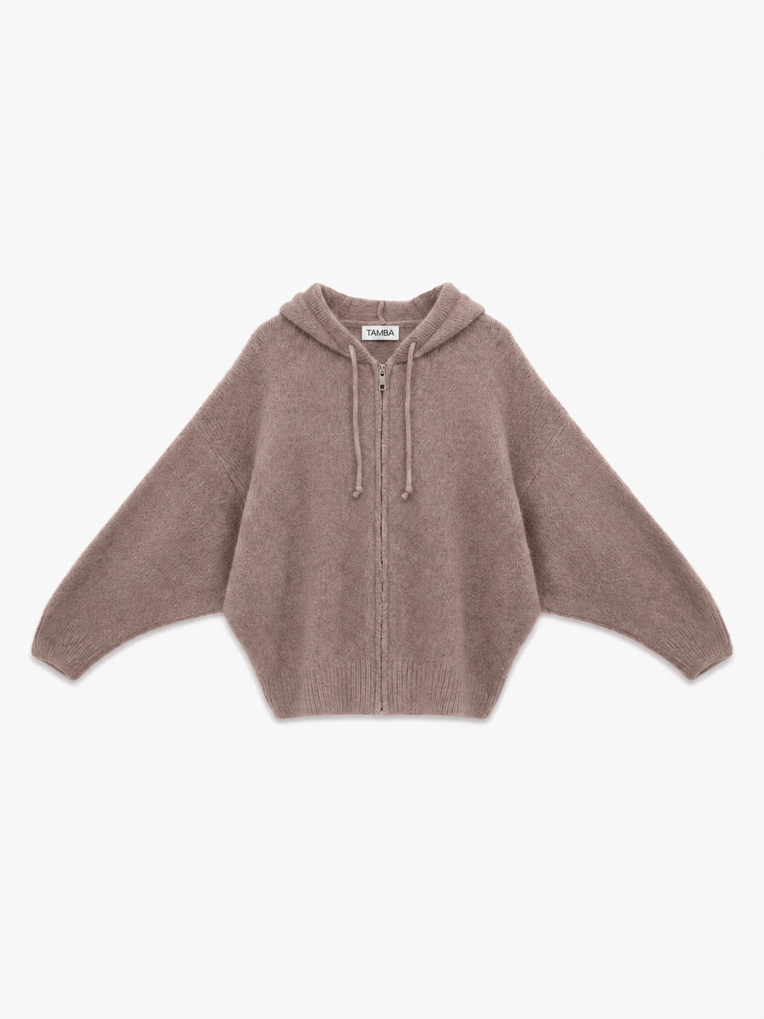 Tamba Kapuzen-Strickjacke mit Fledermausärmeln Shipwreck-Taupe