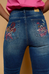 Minueto Jeans Medusa mit Stickerei Blau