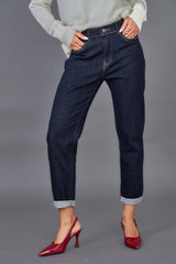 Ana & Lucy Mom-Fit Jeans „Jeanne“ in Marine Brut