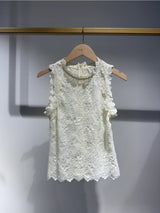 Choklate Paris Top "Catalina" aus floraler Spitze Ecru