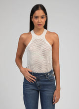 Ange Paris Trägershirt Lochstrick Virgil Ecru