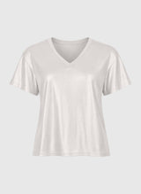Ange Paris T-Shirt mit V-Ausschnitt "Agneza" mit Perlmuteffekt Weiß