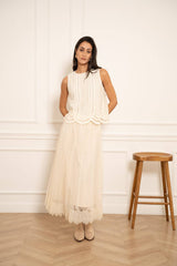 Choklate Paris Besticktes Tüll-Top - Ecru ärmellose Top