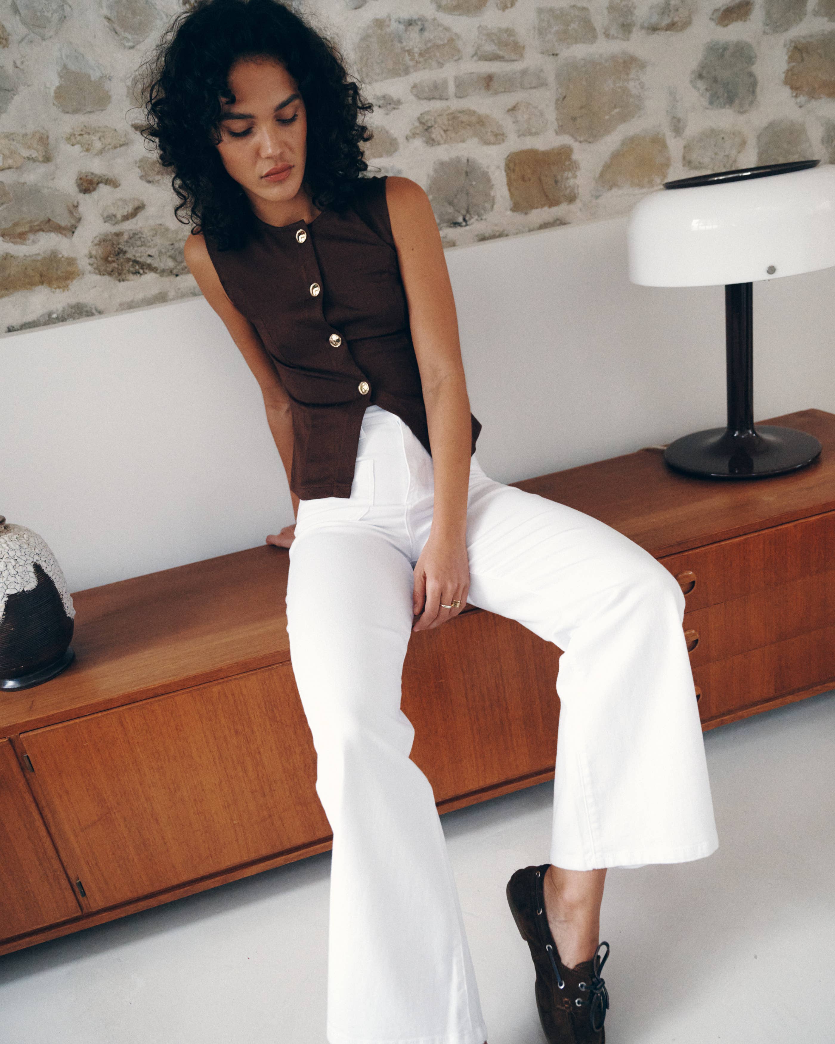 Ana & Lucy Jeans Wide-Leg"Naeva" mit aufgesetzten Taschen Weiß