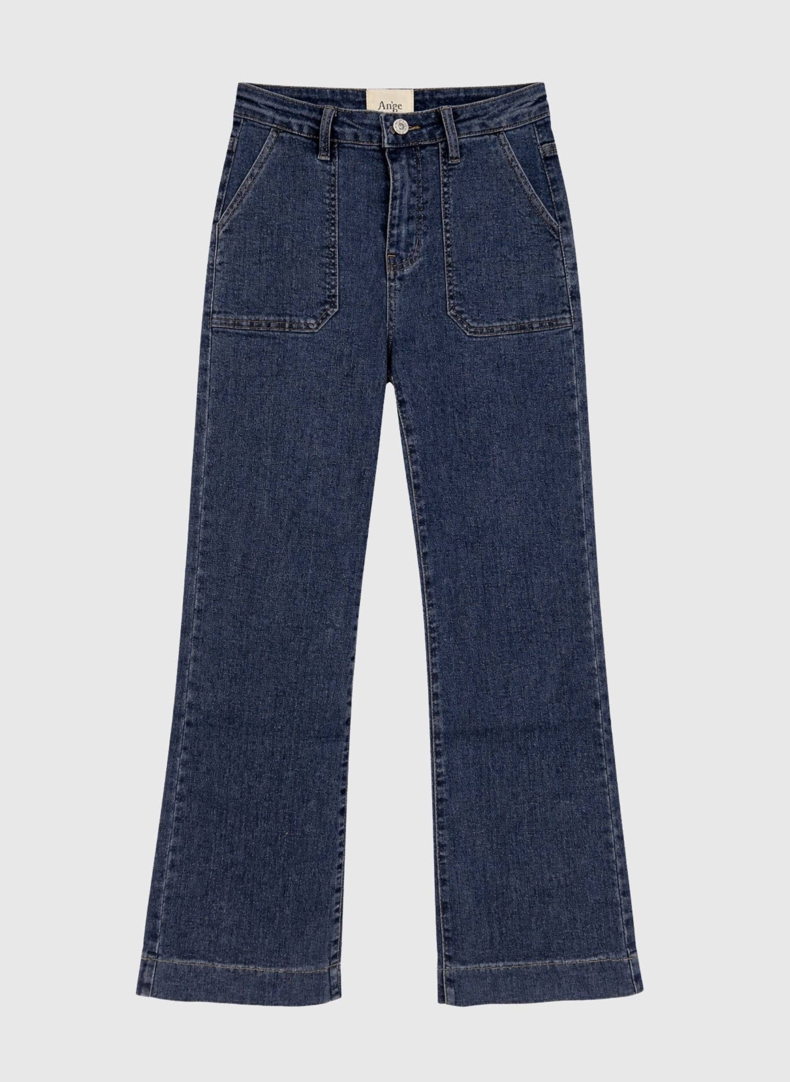 AN’GE Paris Parmy Stone Blau Straight-Flare Jeans
