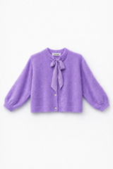 Flauschige Strickjacke mit Schluppen-Kragen: Anthrazit