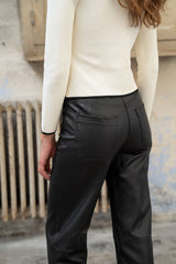 Lulumary Pullover in Jackenoptik Ecru-Schwarz