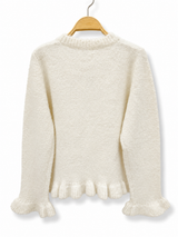 Audrey Paris Strickpullover mit Rüschen Creme