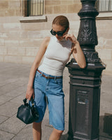 Ana & Lucy Bermuda Baggy Dad weite Passform Hellblau