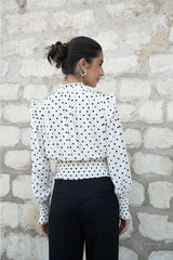 Choklate Paris Bluse September Ecru mit schwarzen Punkten