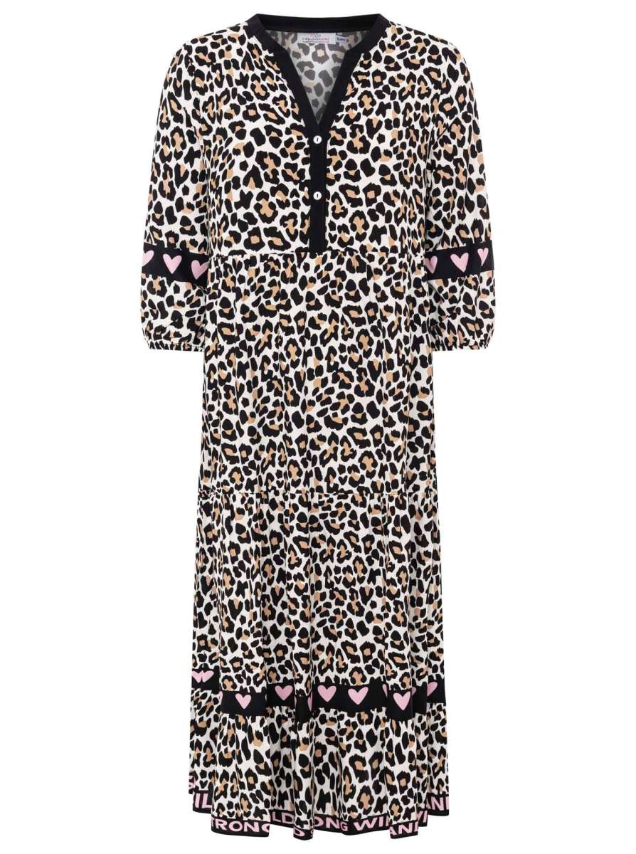 Zwillingsherz - Maxikleid "Classic Leo" - Leopardenmuster mit Knopfleiste