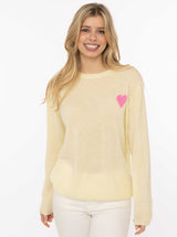 Zwillingsherz 100% Kaschmir Pullover "Herzi" - Hell-Gelb