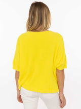 Zwillingsherz Kurzarm Pullover Mohair-Optik "Uni" Sonnengelb