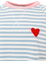 Zwillingsherz Sweat-Shirt BW Streifen & Herz Hellblau - Oversized Fit