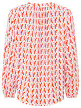 Zwillingsherz Bluse Lobsters Rot Pink Langarm Viskose
