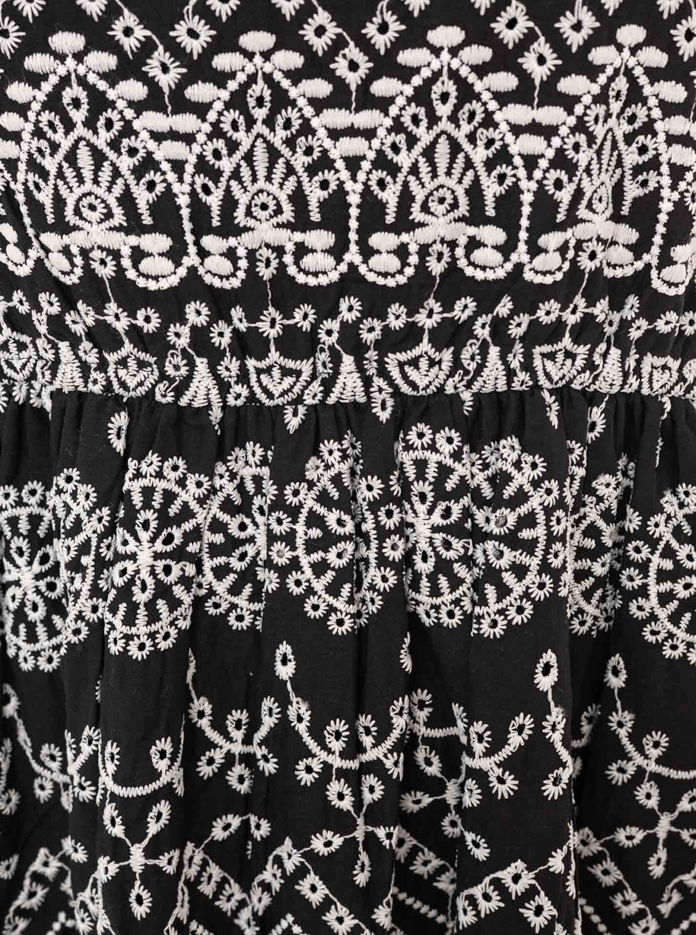Zwillingsherz Maxikleid mit Lochstickerei Schwarz Weiß