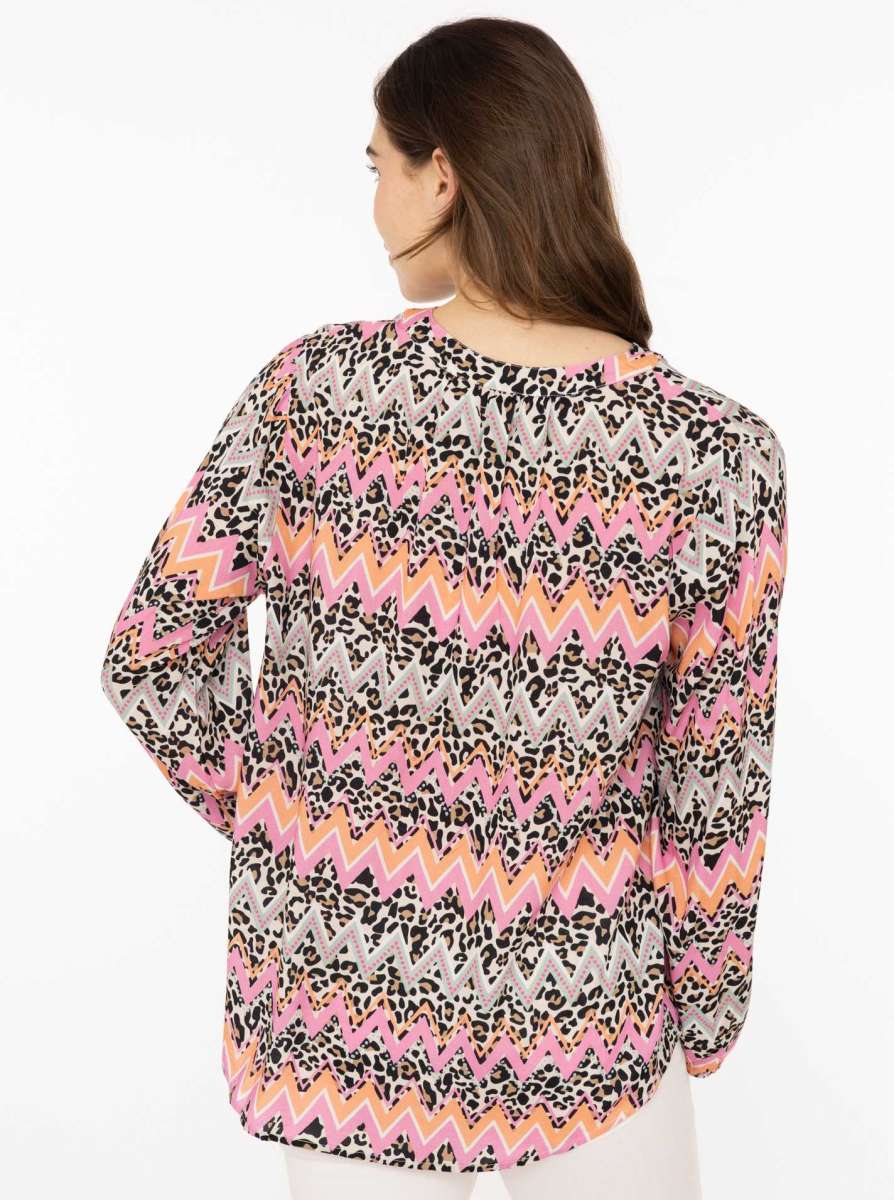 Zwillingsherz Bluse Graphic Leo Pink Viskose