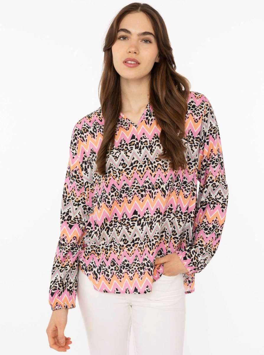 Zwillingsherz Bluse Graphic Leo Pink Viskose
