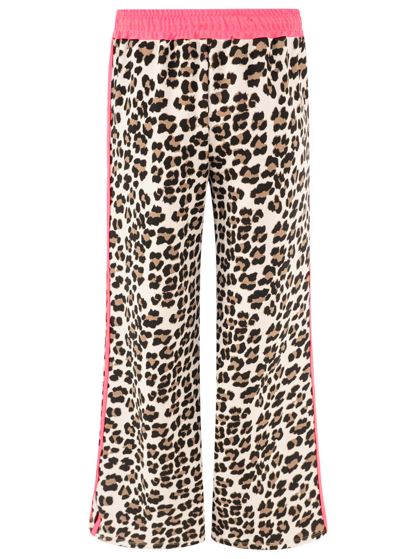 Zwillingsherz Lounge Hose Leo mit Kontrastbund Neonpink