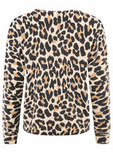 Zwillingsherz Cardigan - 100% Kaschmir - Leoprint mit Knöpfen - Beige