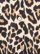 Zwillingsherz Cardigan - 100% Kaschmir - Leoprint mit Knöpfen - Beige