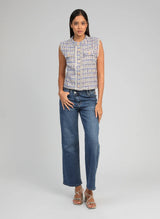 Ange Paris Tweed-Weste Avayana Blau Tailliert