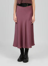 An´ge Paris Midi-Rock "Janiala" aus Satin - Beerenton