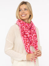 Zwillingsherz Dreieckstuch 100% Kaschmir Leo Print Bubblegum Pink