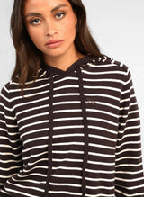 Ange Paris Strick-Hoodie Noris Mokka-Ecru gestreift