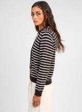 Ange Paris Strick-Hoodie Noris Mokka-Ecru gestreift