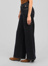 AN’GE Paris Jeans Pale aus dunklem Raw Denim mit Silberglitzer – Balloon-Fit