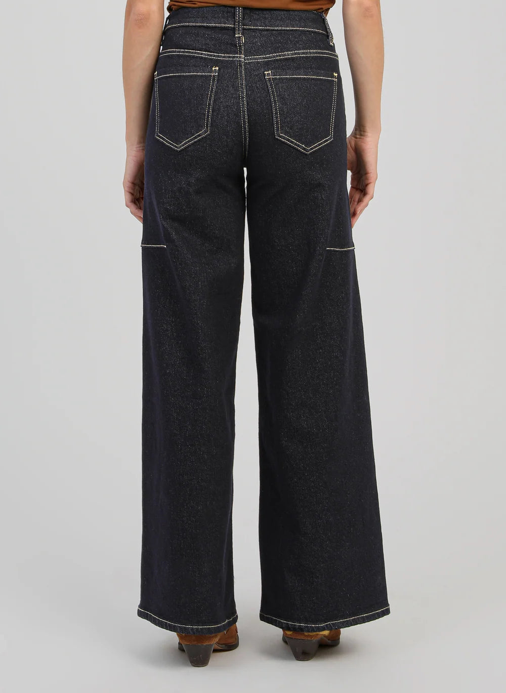 AN’GE Paris Jeans Pale aus dunklem Raw Denim mit Silberglitzer – Balloon-Fit