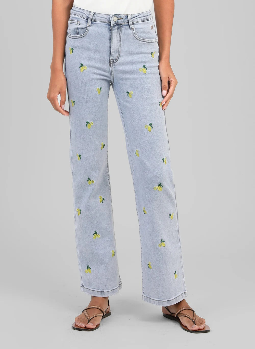 Ange Paris Jeans Picitron Hellblau mit Zitronenstickerei