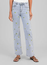 Ange Paris Jeans Picitron Hellblau mit Zitronenstickerei