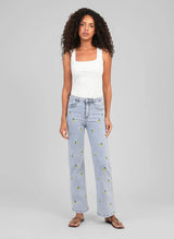 Ange Paris Jeans Picitron Hellblau mit Zitronenstickerei