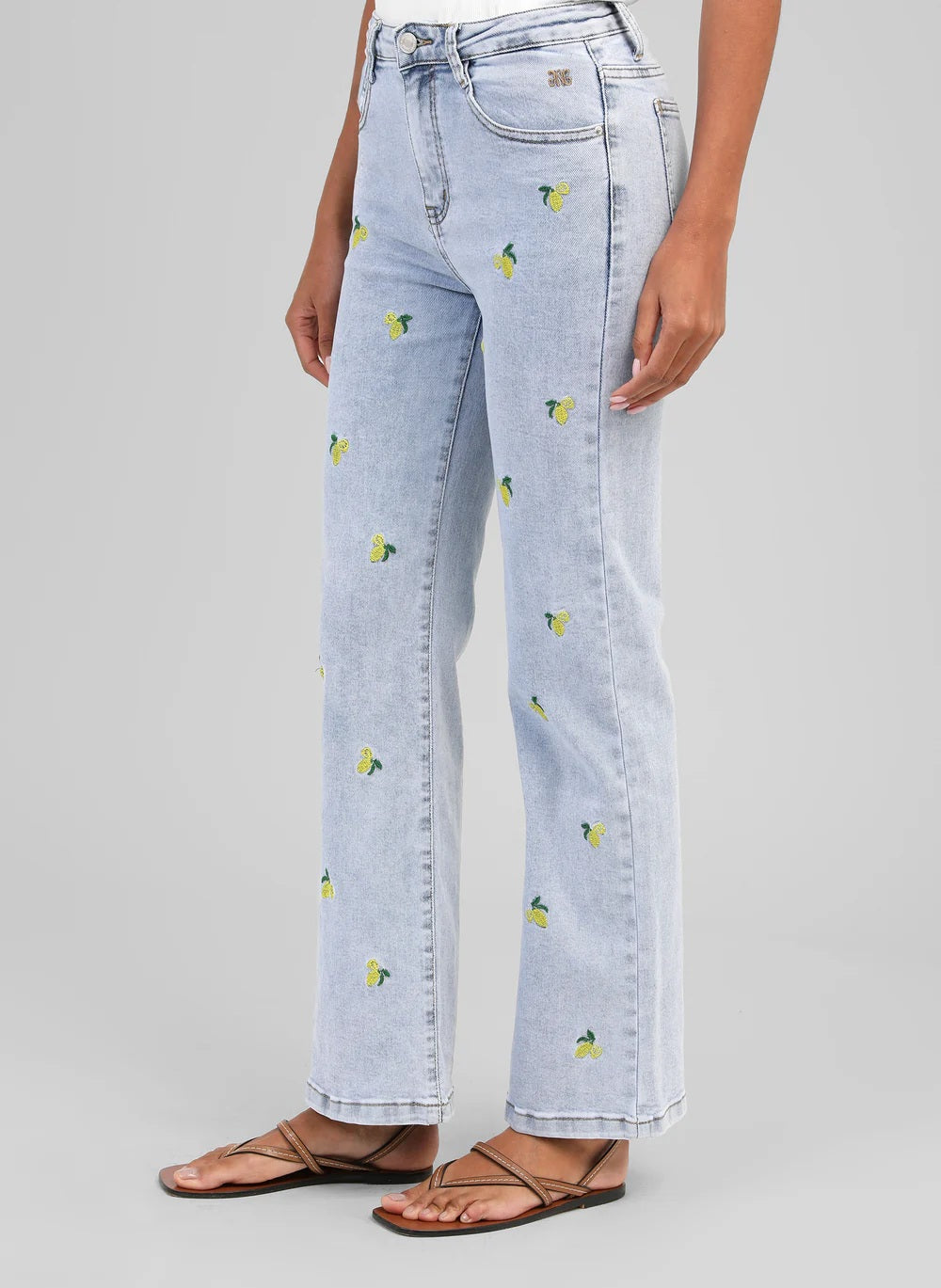 Ange Paris Jeans Picitron Hellblau mit Zitronenstickerei
