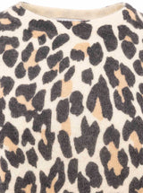 Zwillingsherz Rundhalspullover - 100% Kaschmir - Leoprint - Beige