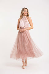 Choklate Paris Satin-Oberteil Elisabeth mit Schleife am Kragen Rosa
